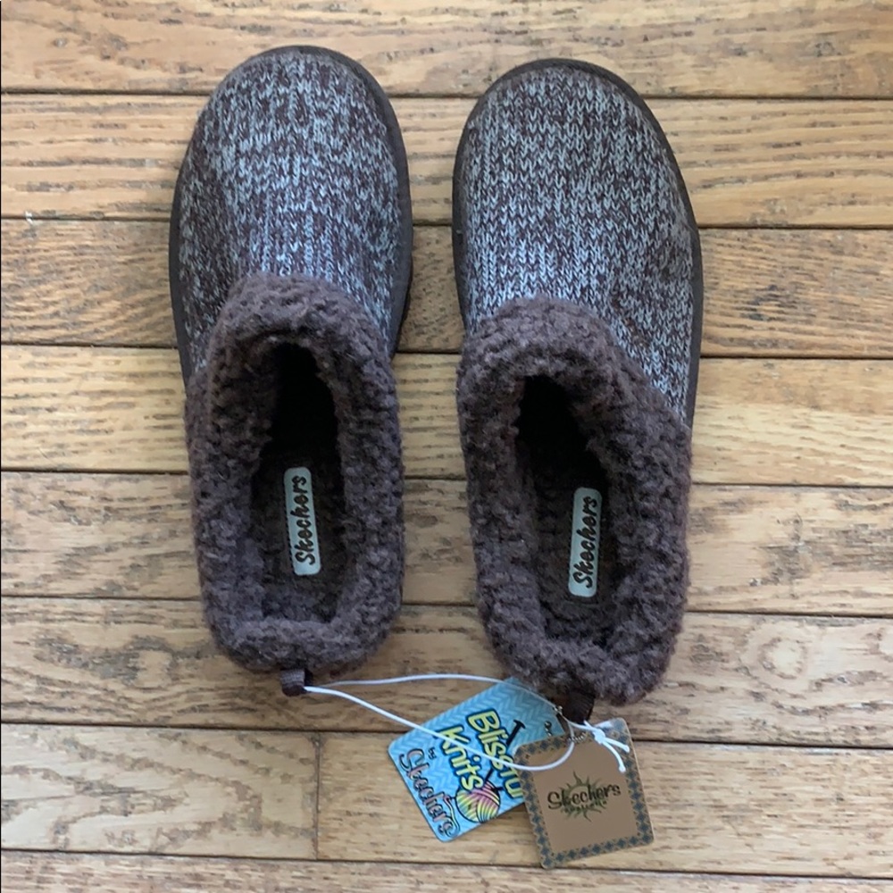 Sketchers Blissful Knits hard soles knit shoes.